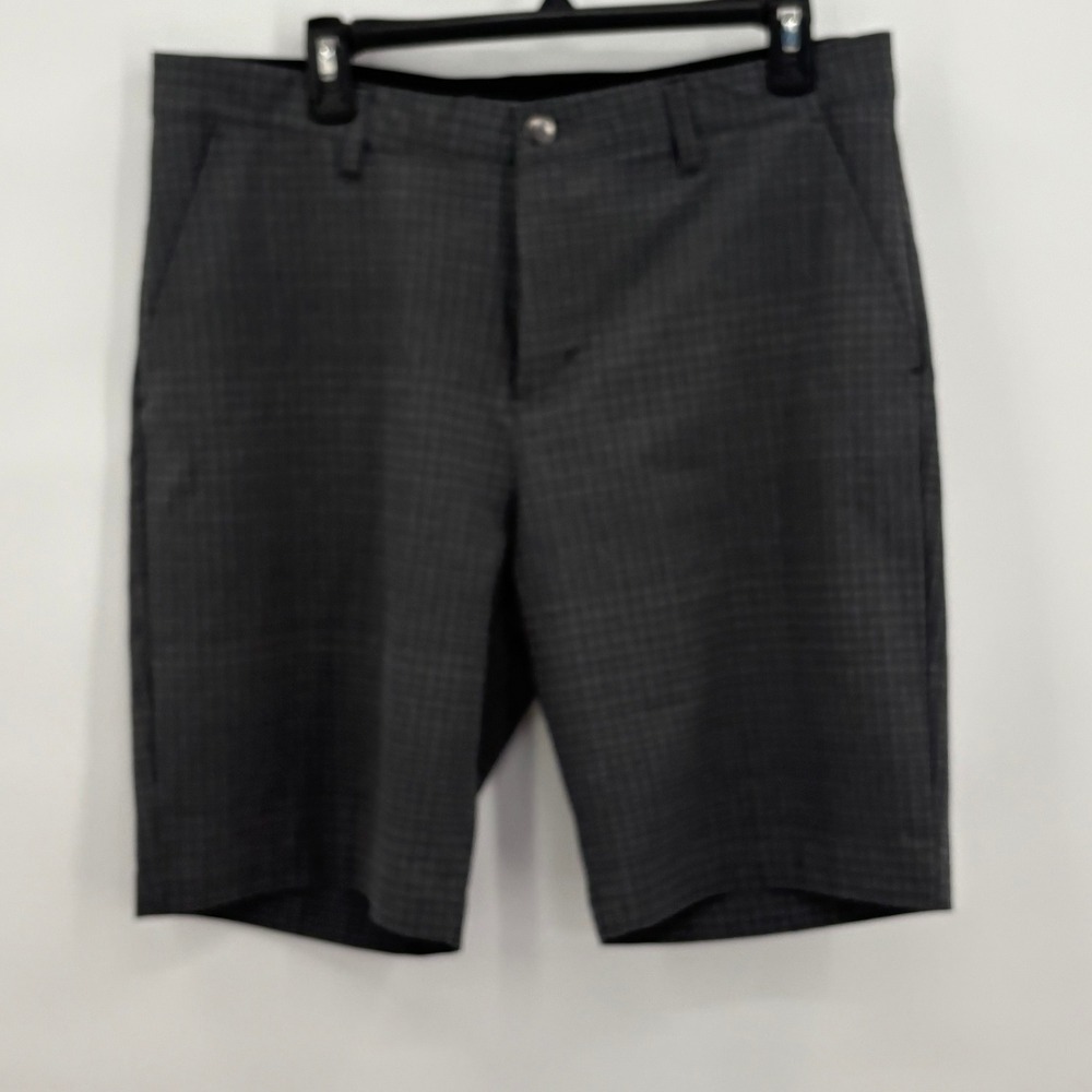 Adidas Mens Grey Plaid Golf Shorts Size 34 Performance Stretch Grid Pattern